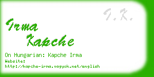 irma kapche business card